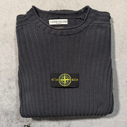 Stone Island 00s Archive Ribbed Crewneck Knit Sweater black (L fits M)