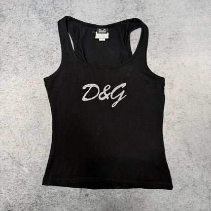 Dolce & Gabbana Y2K Logo Tank Top black silver (fits womens M)