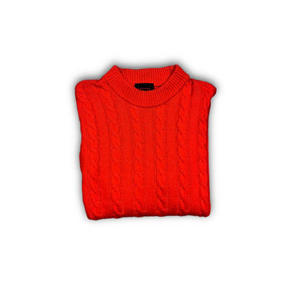 A Better Mistake Cable Knit Sweater orange
