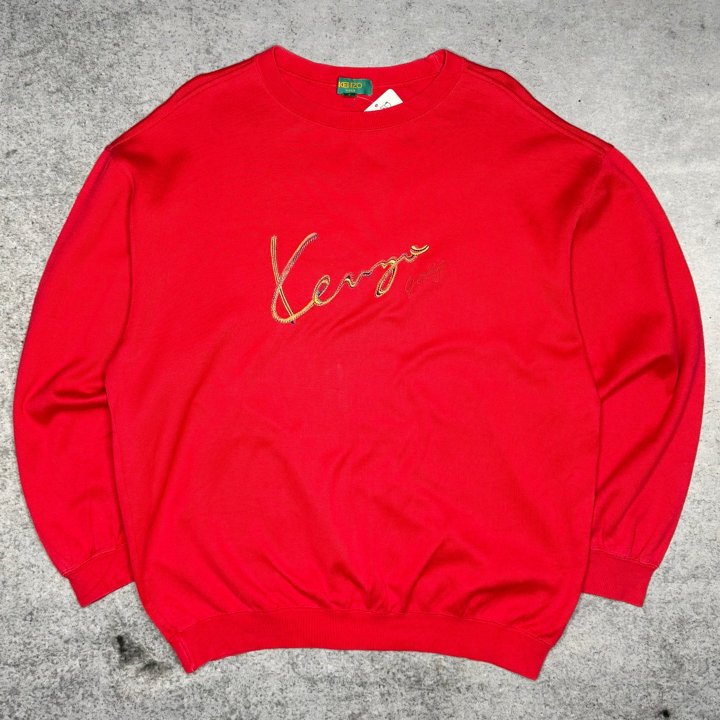 Kenzo Golf 90s Crewneck Sweater w/ Spellout Logo red (5 fits L)