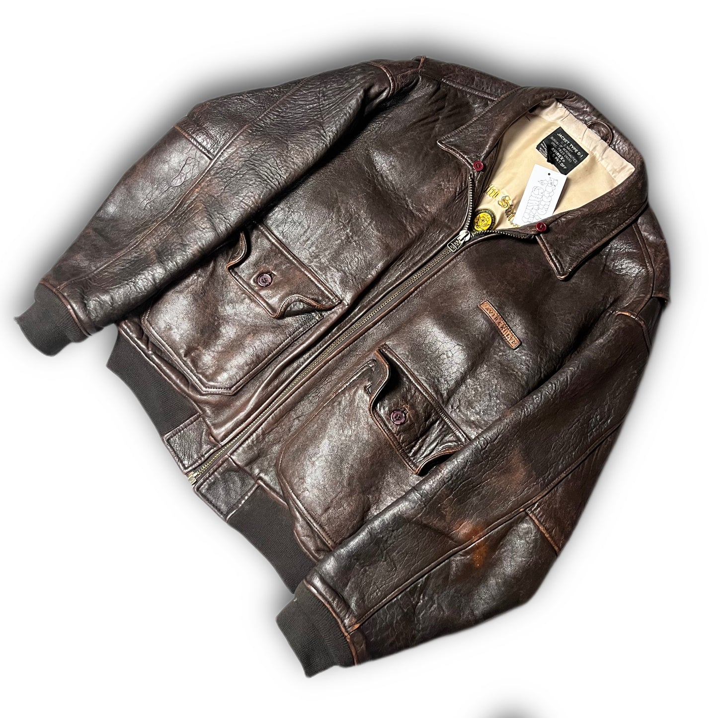 Avirex Vintage Leather Bomber Jacket brown