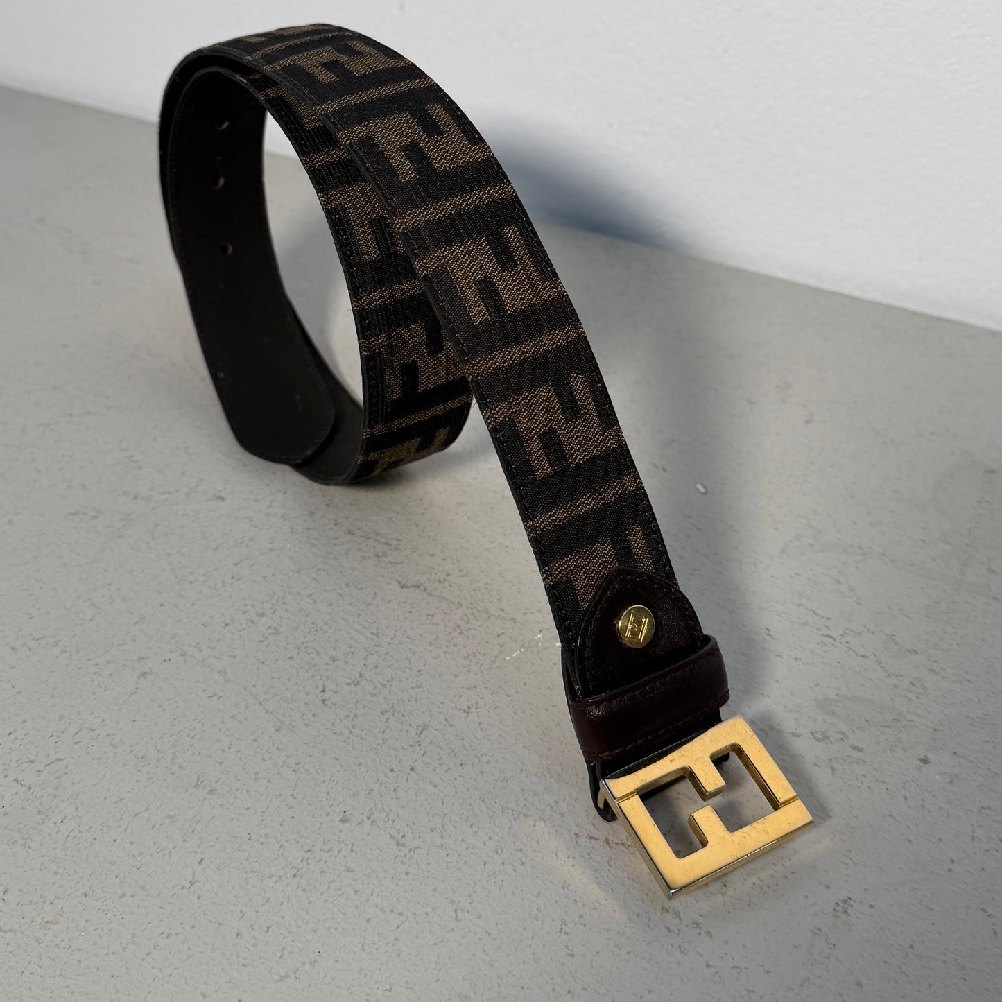 Fendi 90s Monogram Zucca Belt Gulden Buckle brown (80cm)