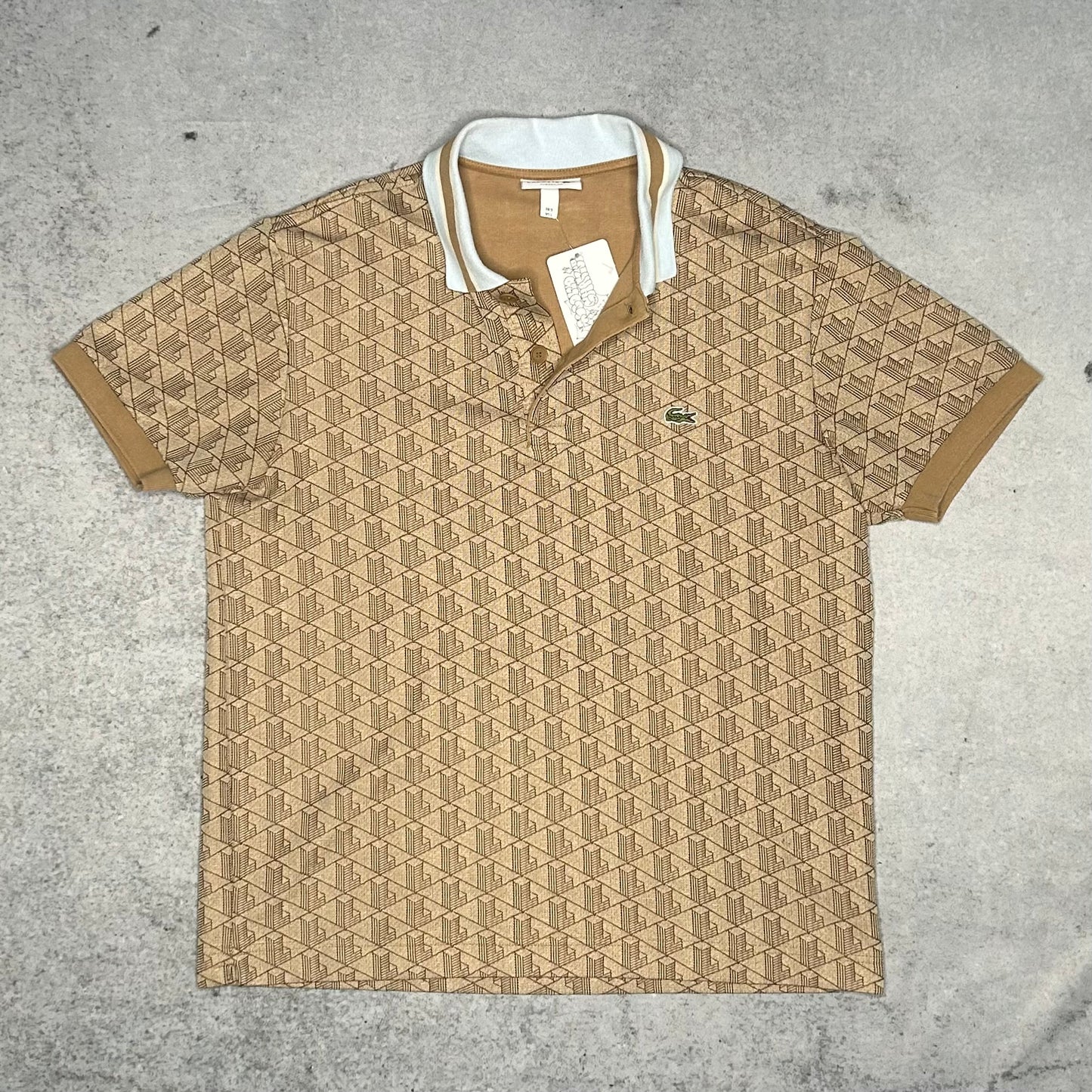 Lacoste Monogram Polo Shirt gold baby blue (L)