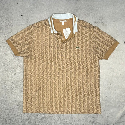 Lacoste Monogram Polo Shirt gold baby blue (L)