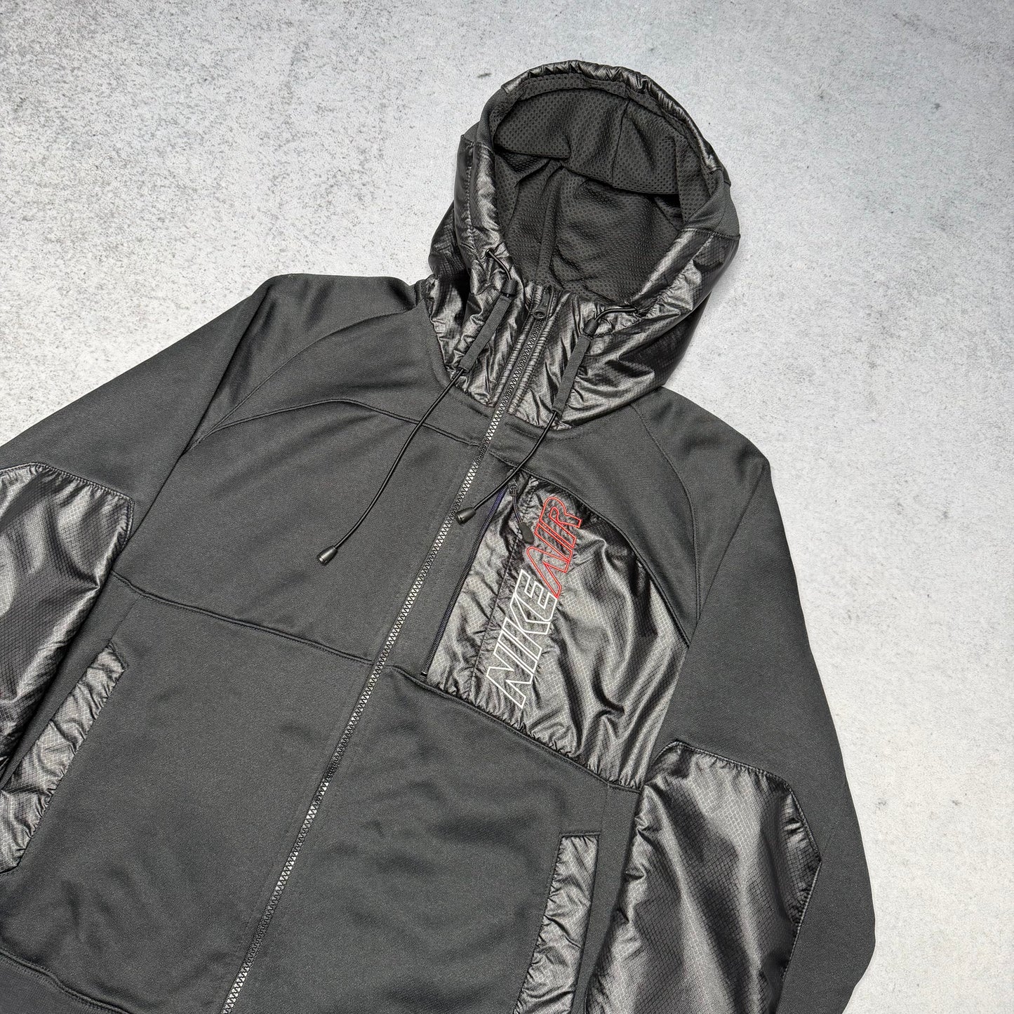 Nike AIR 2000s Big Logo Tech Fleece Zip Hoodie black red (M)