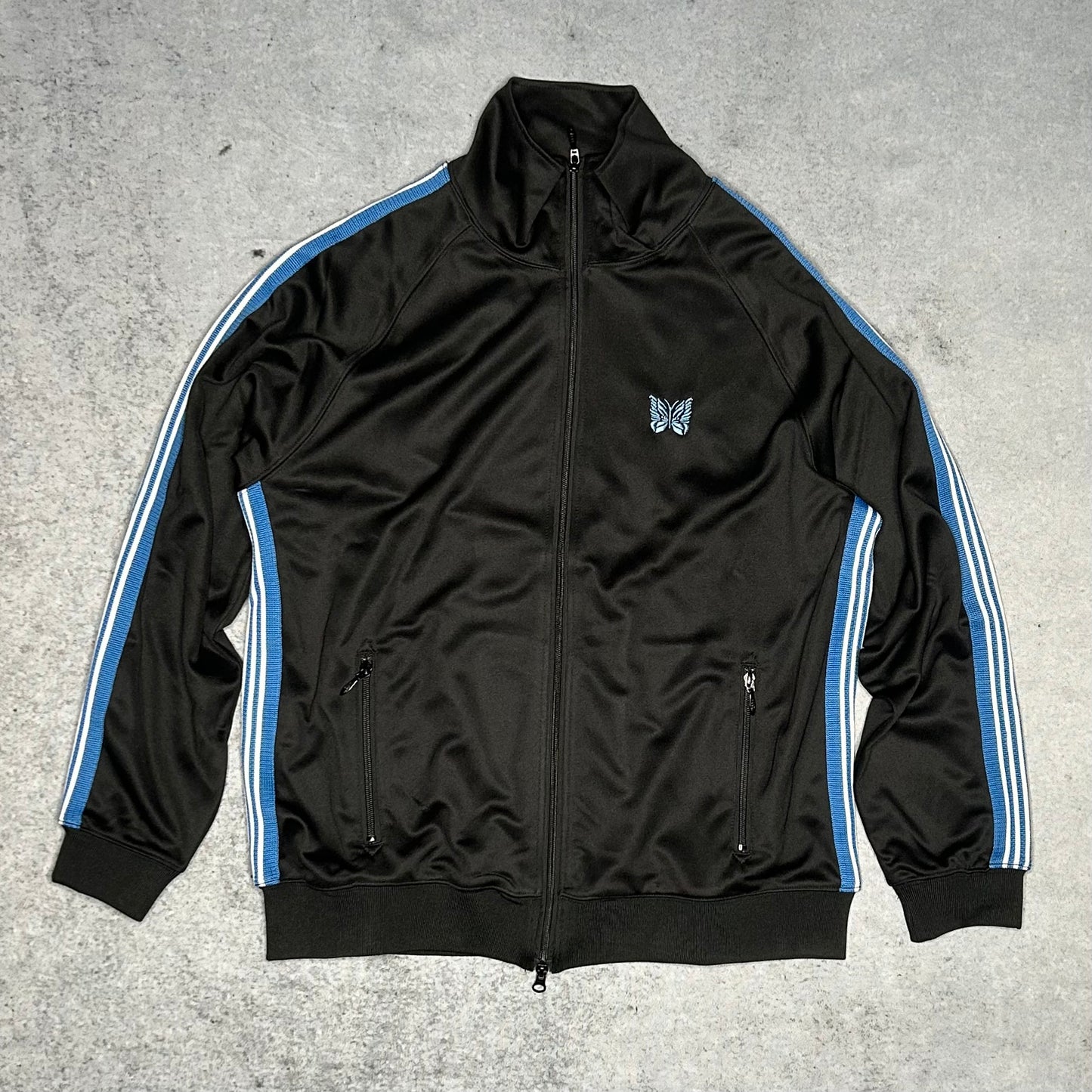 Needles Japan Designer Track Jacket black baby blue (XL)
