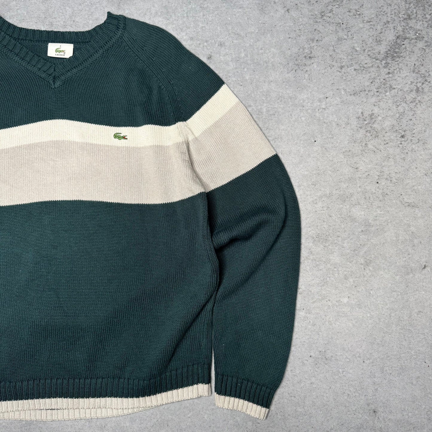 Lacoste Vintage V-Neck Knit Sweater green (M)