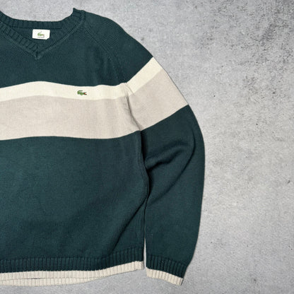 Lacoste Vintage V-Neck Knit Sweater green (M)