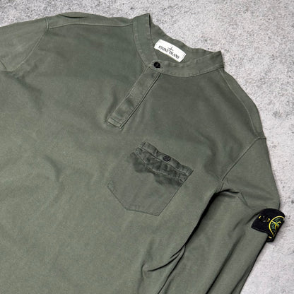 Stone Island Longsleeve Henley Shirt with Buttons green (XXL)