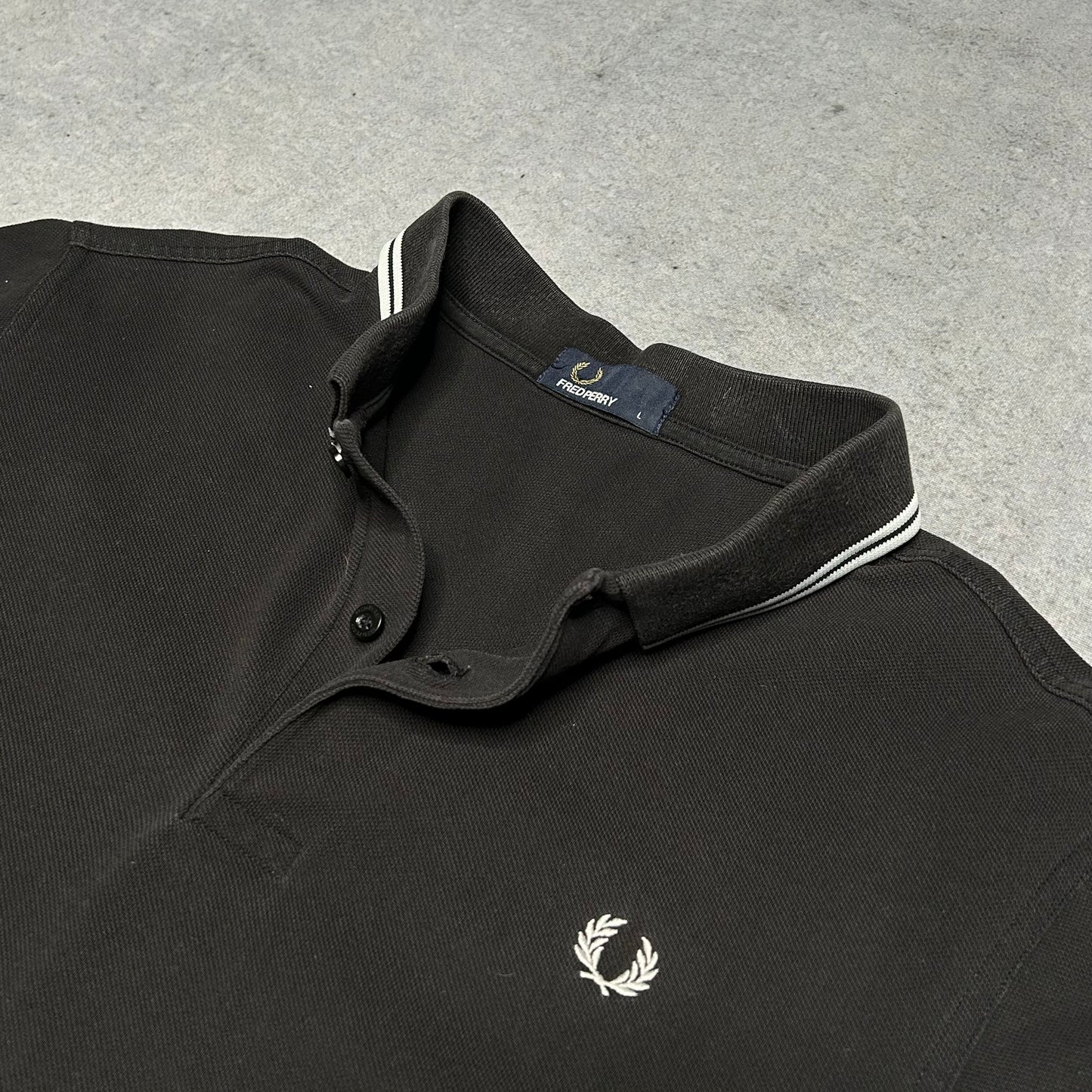 Fred Perry Twin Tipped Pique Polo Shirt Black (L)