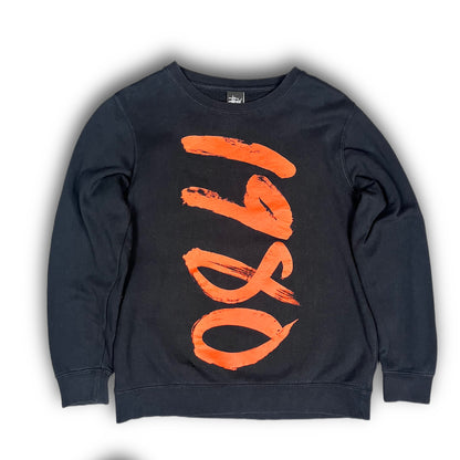 Stüssy 1980 Sweater Front and Backprint black orange 
