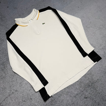 Lacoste Sport 00s Longsleeve Polo Quarter Zip Sweater white black (fits M)