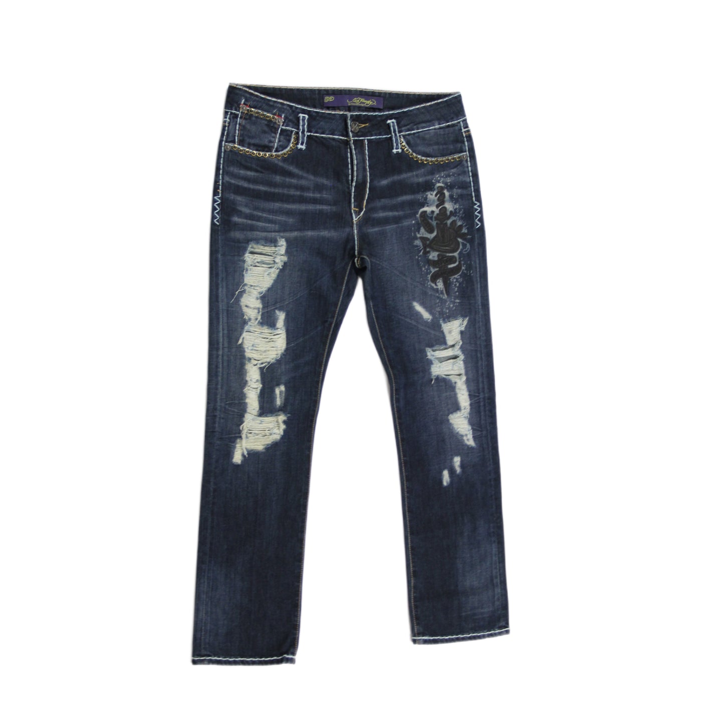 Ed Hardy Jeans Ripped Backprint Women's