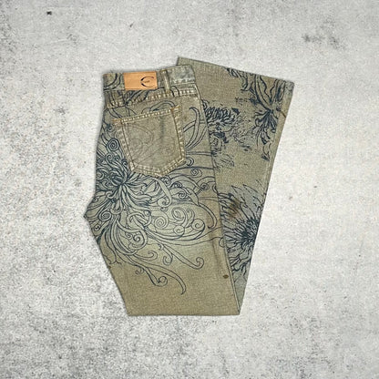 Just Cavalli Archive 2005 Low Waist Bootcut Jeans All Over Floral Print (32 fits M)