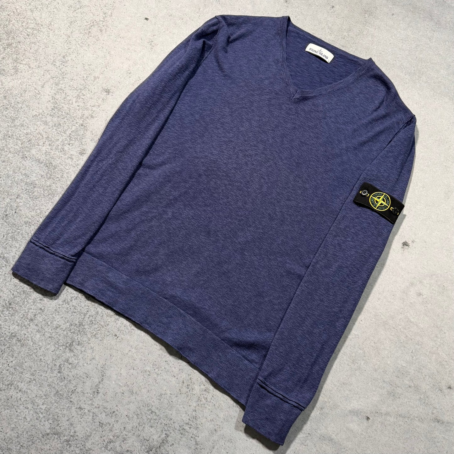 Stone Island V-Neck Wool Sweater navy blue (3XL)