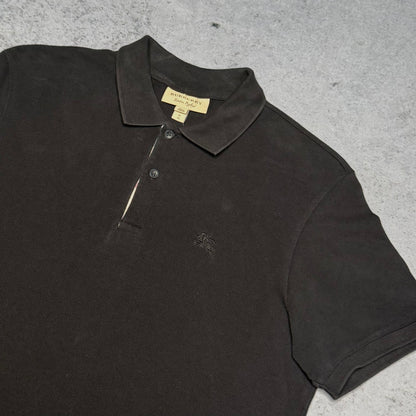 Burberry Polo Shirt black w/ Nova Check lining collar (fits L)