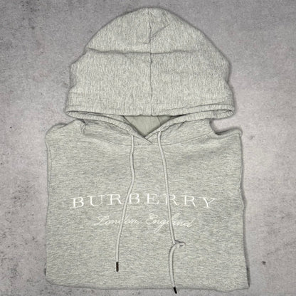Burberry Spellout Embroidery Logo Hoodie grey (S)