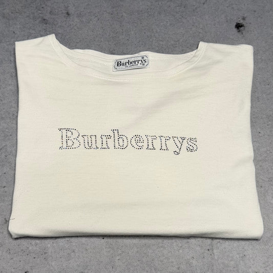 Burberry Vintage Women's Rhinestone Spellout Baby Tee (EU 38)