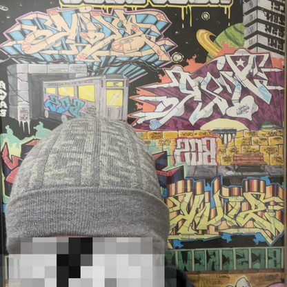 Fendi 00s Monogram Two-Tone Beanie grey (bigger size)