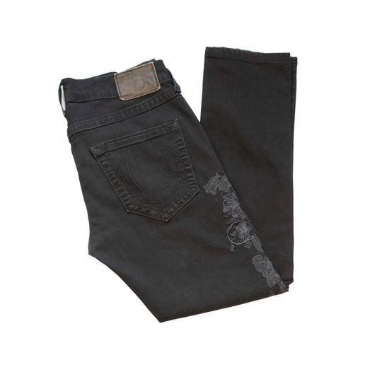 True Religion Rocco Jeans mit Blumen-Stick Y2K