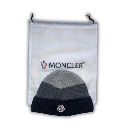 Moncler Heavy Knit Beanie "Made in Italy" Grey White