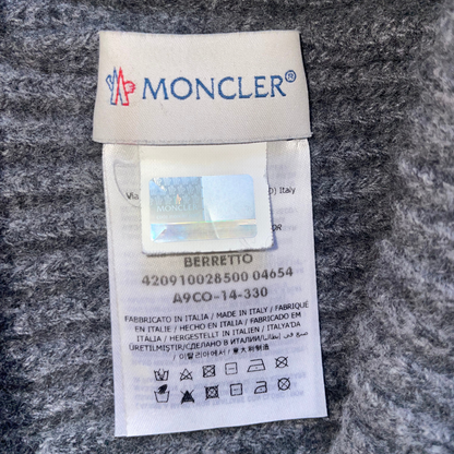 Moncler Heavy Knit Beanie "Made in Italy" Grey White