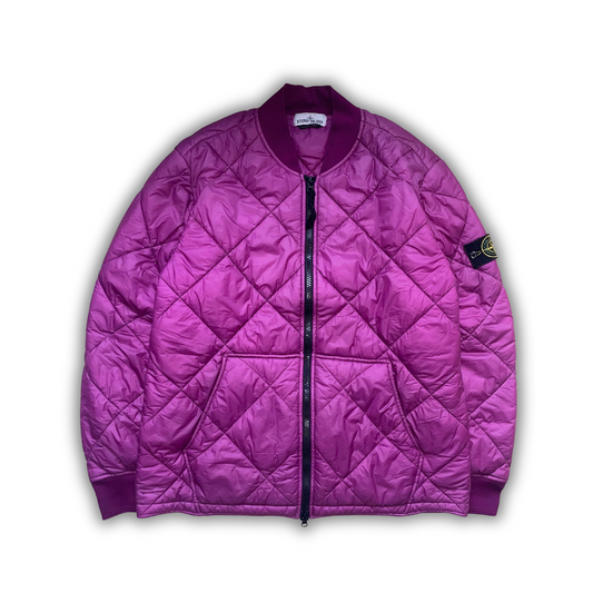 Stone Island Garment Dyed Quilted Puffer Bomber Jacket Purple (XL)