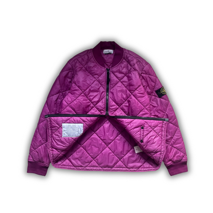 Stone Island Garment Dyed Quilted Puffer Bomber Jacket Purple (XL)