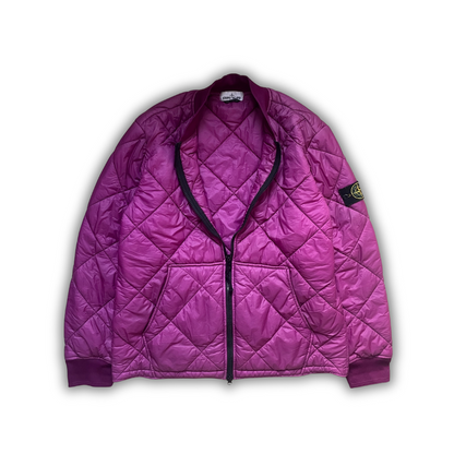 Stone Island Garment Dyed Quilted Puffer Bomber Jacket Purple (XL)